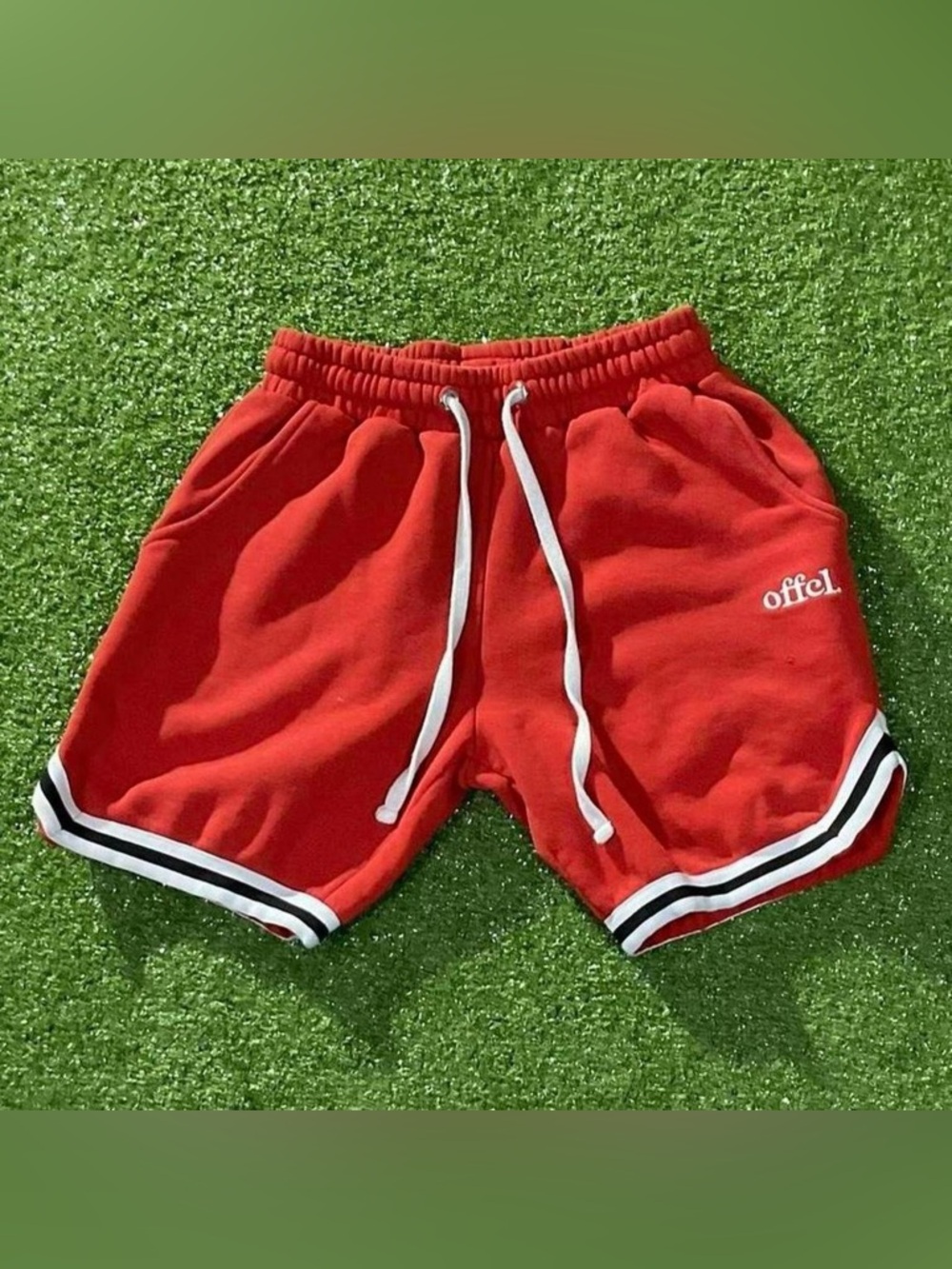 BoohooMan Red Cotton Drawstring Athletic Shorts